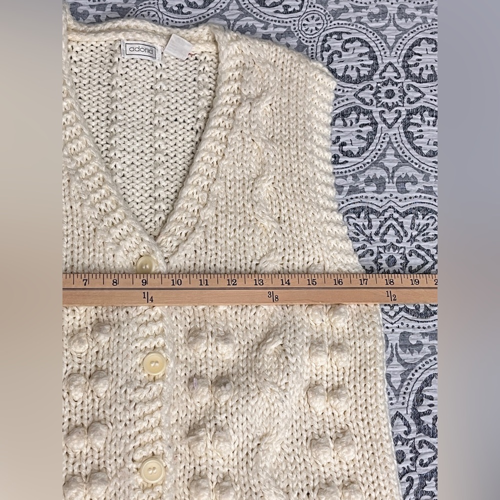 ADORIA Vintage Cream V-Neck Knitted Sweater Vest Large - Picture 5 of 7